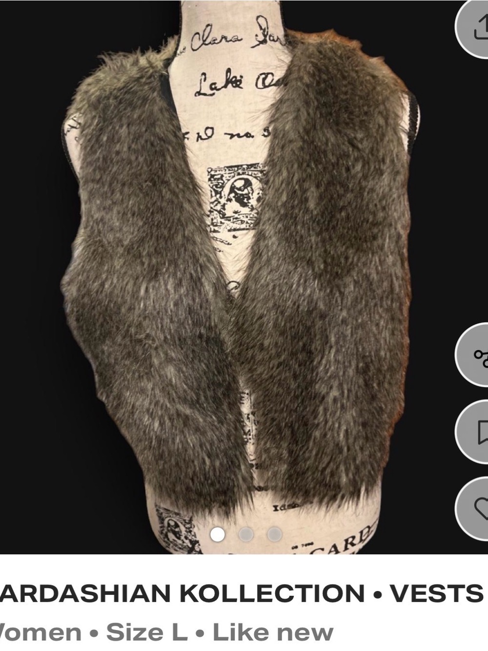 Kardashian Kollection Faux Fur Vest in Heathered Gray-Brown
